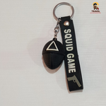 Travel Accessories Squid Game Mask & Player Jacket Keychain | Squid Game PVC Rubber Key Ring | Triangle Mask Guard & Player 240 Jacket Keychain | K-Drama Collectible | Bag Charm | 1 Piece
